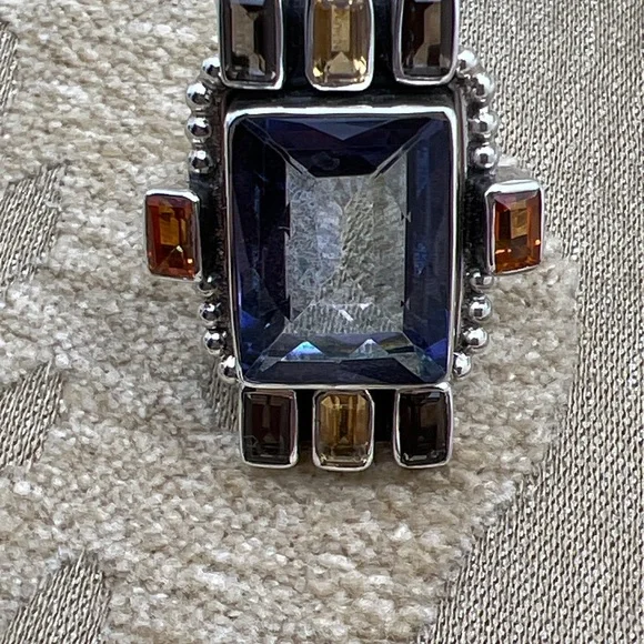 🦋NICKY BUTER RAJ LIMITED EDITION Blue Quartz Citrine Gemstone Ring Size 7 - Picture 4 of 13